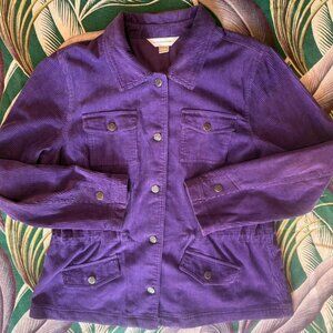 y2k VTG 'Christopher & Banks' jewel-toned PURPLE cinch-waist corduroy chore coat